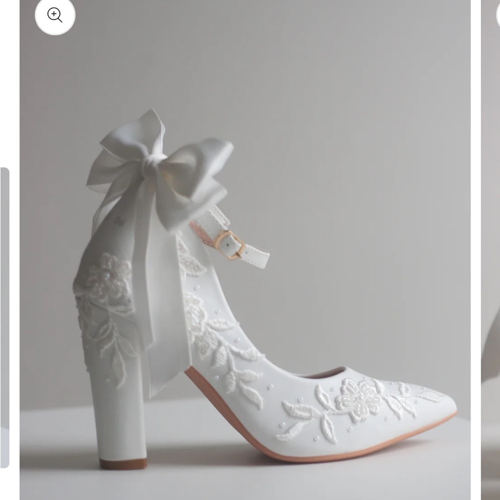 Elegant White Embroidered Women's Heels